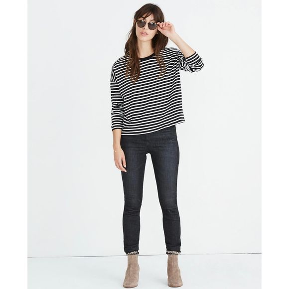 Madewell Tops - Madewell Black & white striped Tee Triblend Ex-Boyfriend Long-Sleeve Tee in Bade